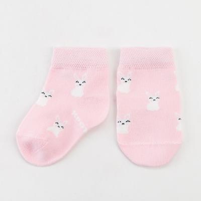 Носки детские Крошка Я «Зайчики», цвет розовый, 12-14 см
