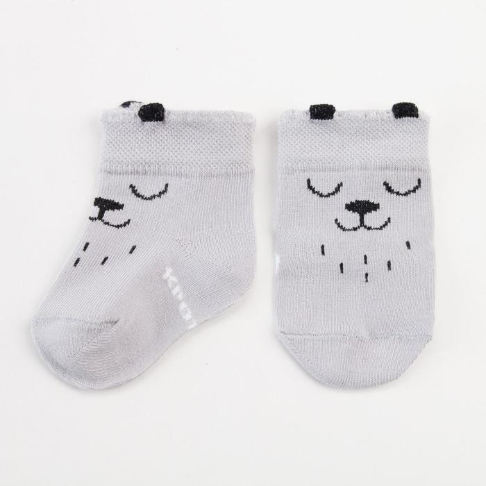 Носки Крошка Я "Мишка", серый, 6-8 см - Фото 1