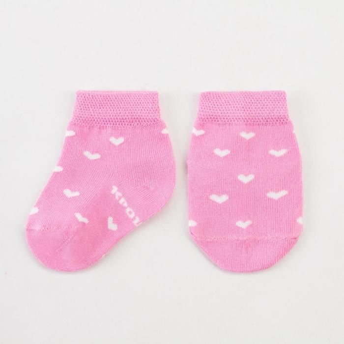 Носки детские Крошка Я «Сердечки», цвет розовый, 6-8 см - Фото 1