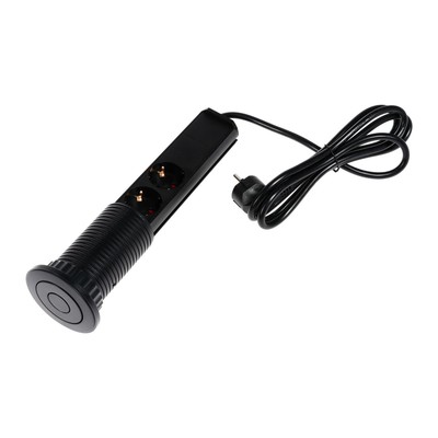 Розетка выдвижная Luazon, 16 А, трёхместная, в стол, 2xUSB, 2.1 A, чёрная