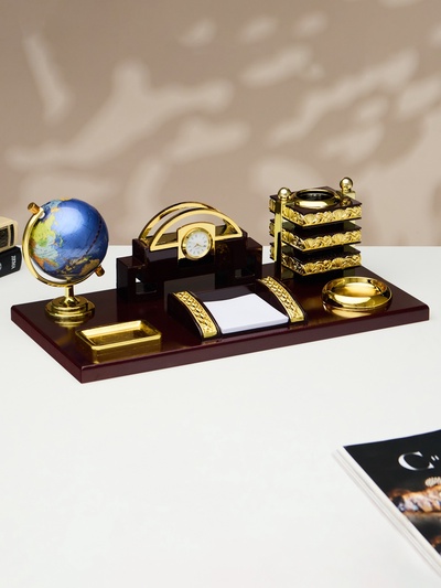 Набор настольный 6 в 1 (блок д/бумаг, подставка для печати, карандашница, часы, визитница, глобус)
