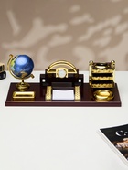 Набор настольный 6 в 1 (блок д/бумаг, подставка для печати, карандашница, часы, визитница, глобус) - Фото 2