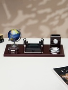 Набор настольный 7 в 1 (блок для бумаг, подставка для печати, мелочей, карандашница, часы, визитница, глобус) - Фото 2