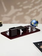 Набор настольный 7 в 1 (блок для бумаг, подставка для печати, мелочей, карандашница, часы, визитница, глобус) - Фото 3