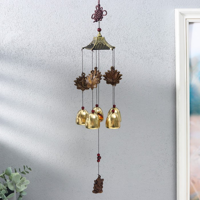 Музыка ветра «Ганеша», металл, 5 колокольчиков, 48 см - Фото 1
