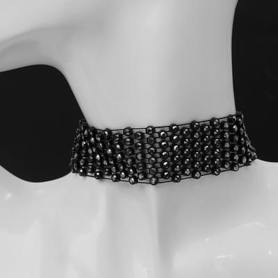 Чокер «Сетка» со стразами, цвет серый в чёрном ,L=32см