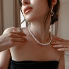 Колье "Цепь" с бусами, цвет белый в золоте ,L=45см - фото 24496620