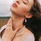 Колье "Цепь" с бусами, цвет белый в золоте ,L=45см - фото 24496622