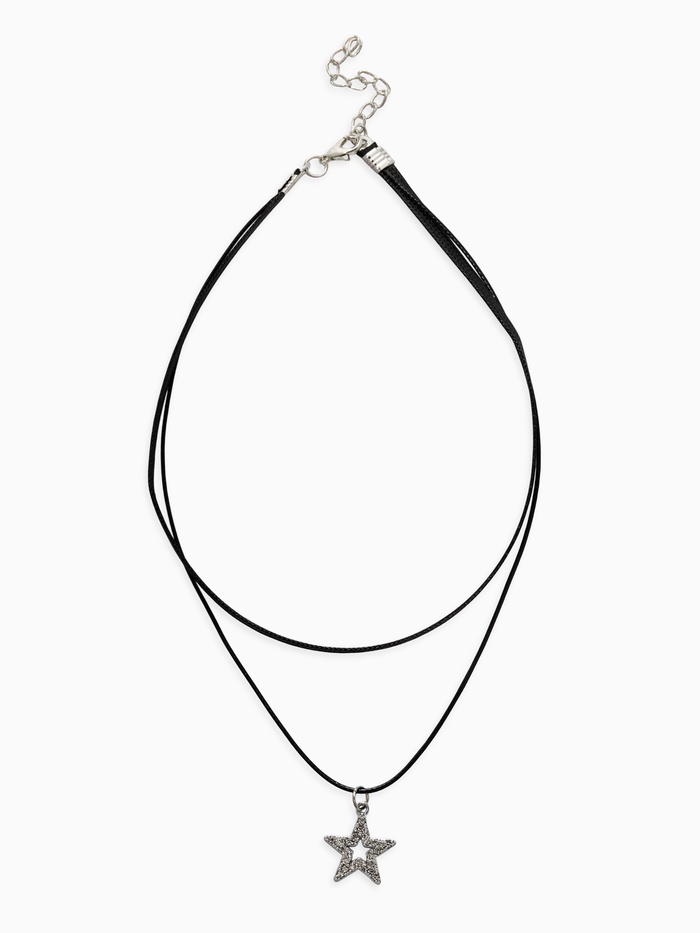 Чокер «Двойной» с нитью, звезда, цвет бело-чёрный в серебре, L=40 см - Фото 1