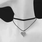 Чокер «Двойной» с нитью, сердце графика, цвет бело-чёрный в серебре, L=40 см - фото 24099759