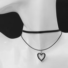 Чокер «Двойной» с нитью, сердечко, цвет бело-чёрный в серебре, L=32 см - Фото 1