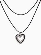 Чокер «Двойной» с нитью, сердечко, цвет бело-чёрный в серебре, L=32 см - Фото 1