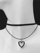 Чокер «Двойной» с нитью, сердечко, цвет бело-чёрный в серебре, L=32 см - Фото 6