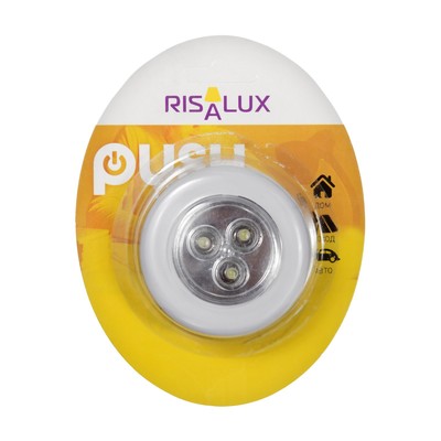 Ночник-пушлайт 3хLED белый 6,5х6,5х2,3 см RISALUX