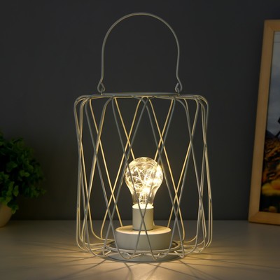 Ночник лофт 16451/1WT LED от батареек 3хАА белый 17×17×21 см RISALUX