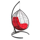 Подвесное кресло КОКОН «Капля» красная подушка, стойка, черное - Фото 2