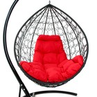 Подвесное кресло КОКОН «Капля» красная подушка, стойка, черное - Фото 6