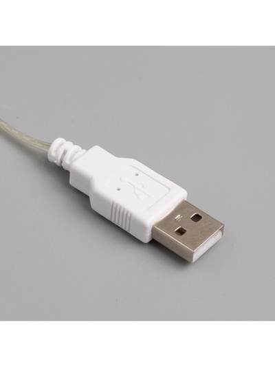 Гирлянда «Мишура» 2 м, роса, IP20, серебристая нить, 100 LED, свечение белое, USB