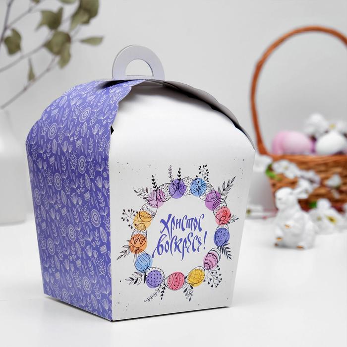 Пасхальная коробочка "Христос Воскресе!", венок из пасхальных яиц, 17 х 17 х 26 см - Фото 1