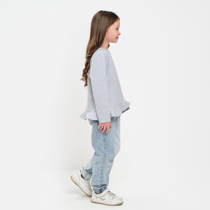 Свитшот для девочки с воланом KAFTAN "Basic line" размер 30 (98-104), цвет серый - фото 1907217321
