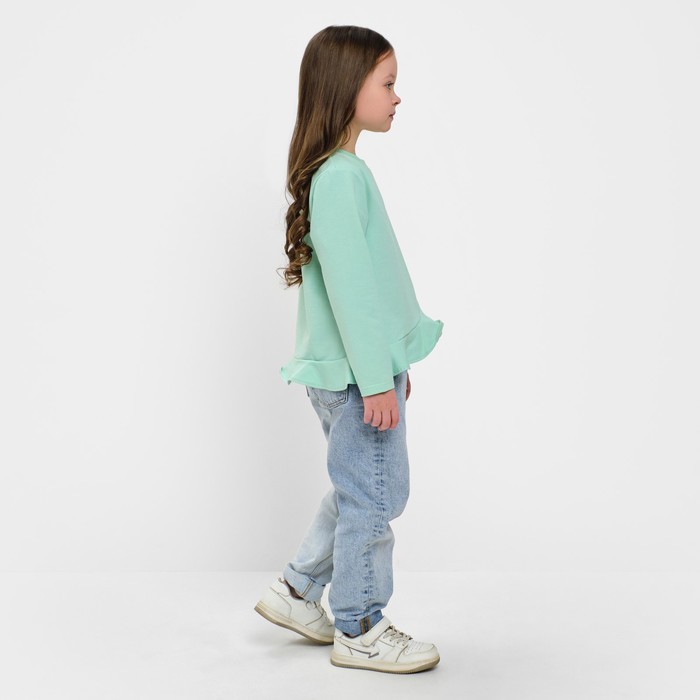 Свитшот для девочки с воланом KAFTAN "Basic line" размер 30 (98-104), цвет мята - фото 1907217335