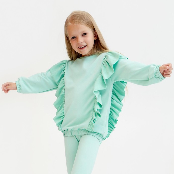 Свитшот для девочки KAFTAN Basic line, размер 30 (98-104 см), мятный