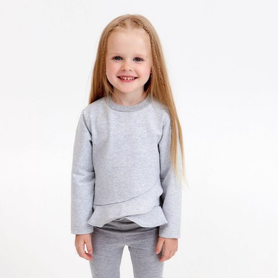 Свитшот для девочки с воланом KAFTAN Basic line, серый, размер 32 (110-116 см)