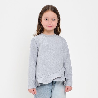 Свитшот для девочки с воланом KAFTAN Basic line, серый, размер 34 (122-128 см)
