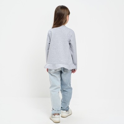 Свитшот для девочки с воланом KAFTAN Basic line, серый, размер 34 (122-128 см)