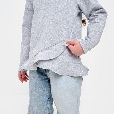 Свитшот для девочки с воланом KAFTAN Basic line, серый, размер 34 (122-128 см)