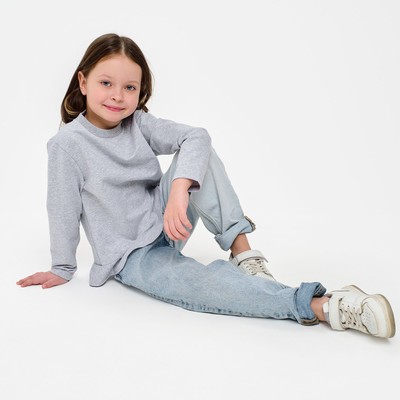 Свитшот для девочки с воланом KAFTAN Basic line, серый, размер 34 (122-128 см)