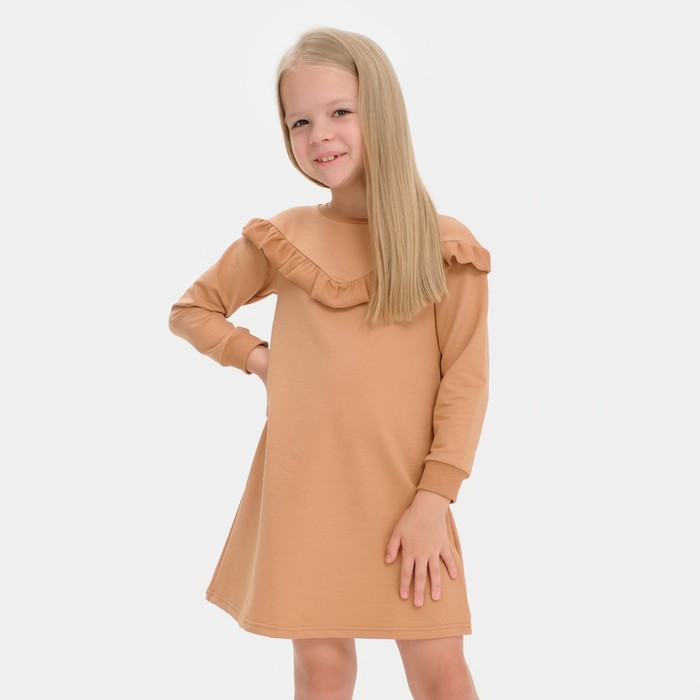 Платье для девочки KAFTAN Basic line, размер 32 (110-116 см), цвет кофе - Фото 1