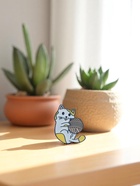 Значок «Котёнок» с клубочком, цветной в чёрном металле - Фото 5