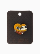 Значок «Два ленивца» сердце, цвет коричневый в чёрном металле - Фото 4