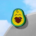 Значок «Авокадо» с косточкой-сердцем, цветной в чёрном металле - Фото 1
