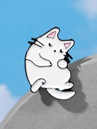 Значок «Котейка», цвет белый в чёрном металле - Фото 7