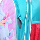 Рюкзак школьный, 37 х 27 х 16 см, эргономичная спинка, Calligrata Б "Единорог волшебный", бирюзовый/розовый - Фото 8