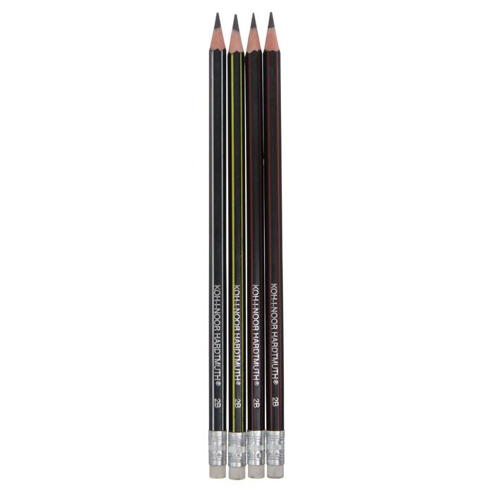 Набор 4шт карандаш ч/г K-I-N 1397 2B сверхгибкий, с ластиком (4157789) - Фото 1