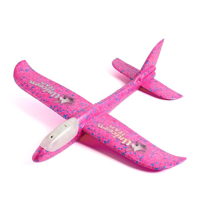 Самолёт Unicorn team, розовый, диодный - фото 1907217716