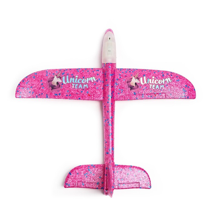Самолёт Unicorn team, розовый, диодный - фото 1886605459