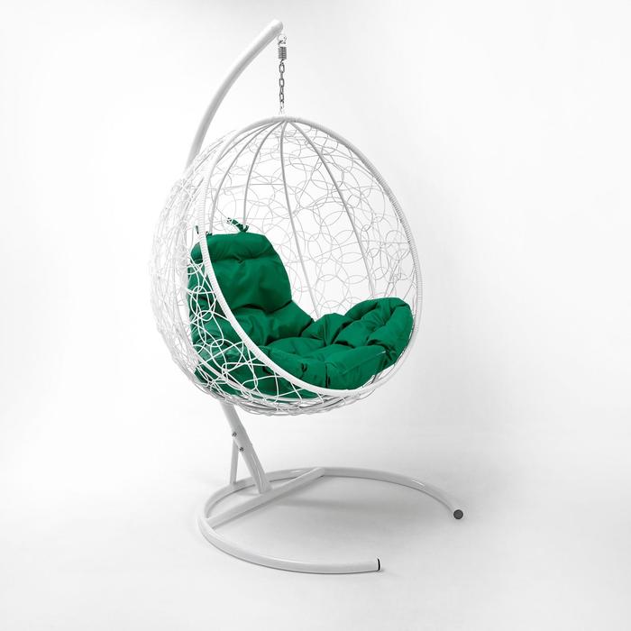 Подвесное кресло КОКОН «Капля» зелёная подушка, стойка - фото 1908676723