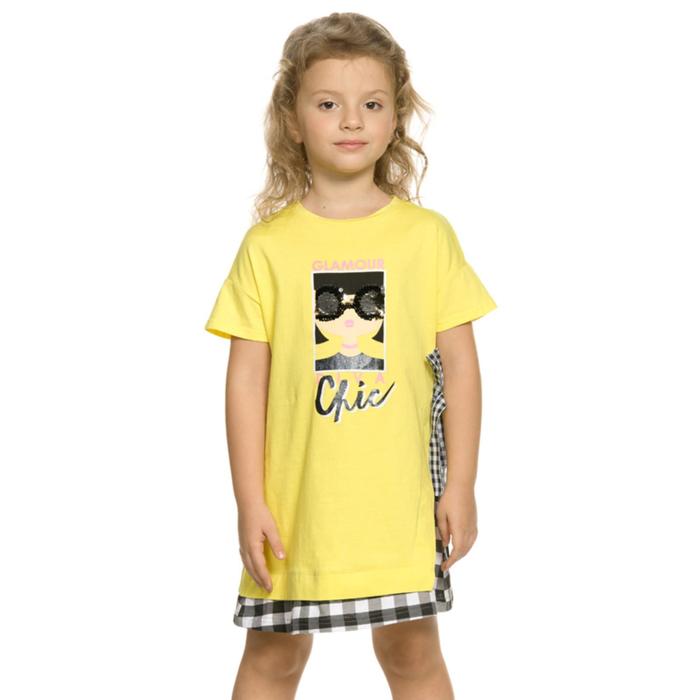 Платье для девочек, рост 98 см, цвет жёлтый - Фото 1