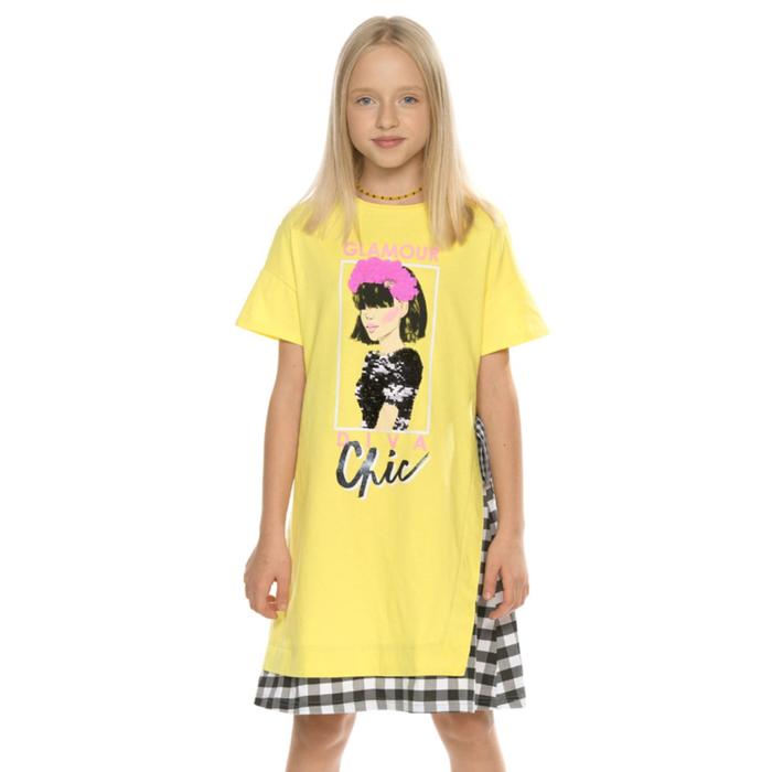 Платье для девочек, рост 116 см, цвет жёлтый
