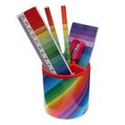 Набор настольный детский «Радуга» (подставка+2 карандаша+линейка+точилка+ластик+блокнот 8 листов) - Фото 1