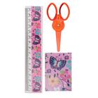 Набор настольный детский "Бабочки" (подставка+2 карандаша+линейка+точилка+ластик+блокнот 8 листов+ножницы) - Фото 4