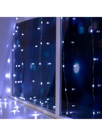 Гирлянда «Занавес» 1.6×1.6 м, роса, IP20, серебристая нить, 160 LED, свечение белое, 8 режимов, 220 В