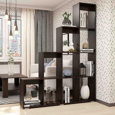 Стеллаж-перегородка для зонирования «Кантри», с полками, 1600×296×2036 мм, цвет венге