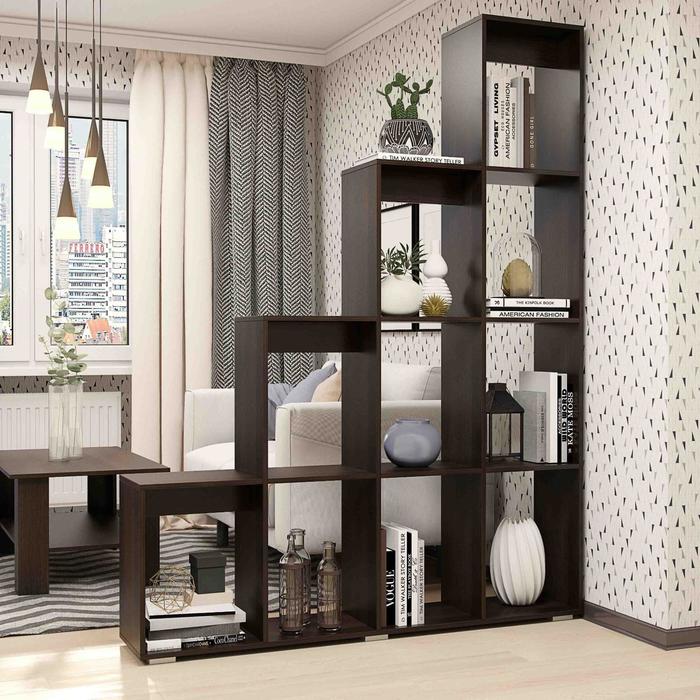 Стеллаж-перегородка для зонирования «Кантри», с полками, 1600×296×2036 мм, цвет венге - Фото 1