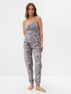 Пижама женская (майка, брюки) KAFTAN «Цветы», размер 48-50, серая