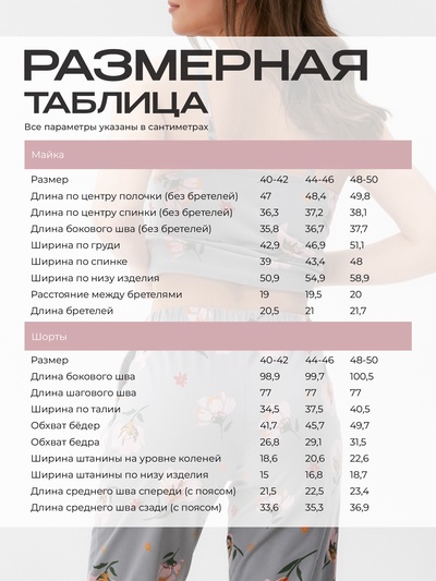 Пижама женская (майка, брюки) KAFTAN «Цветы», размер 48-50, серая